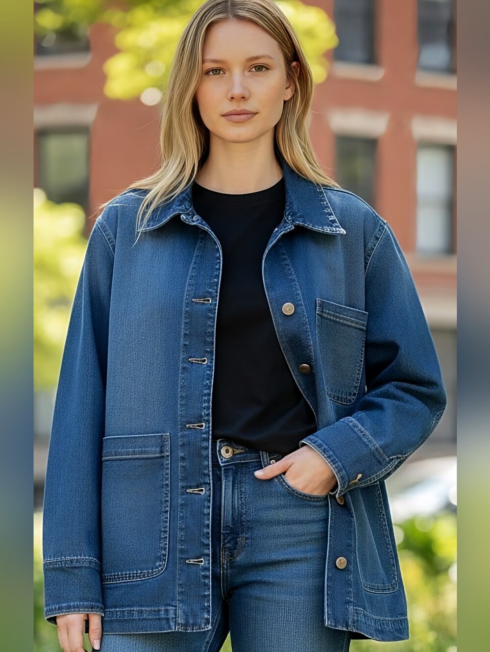 Well Worn Blue Denim Overshirt Jacket Medium